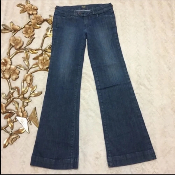 Kasil Tribecca Ocean Storm Wash Flared Cuffed Jeans Mid-rise Size 26 - Picture 9 of 9